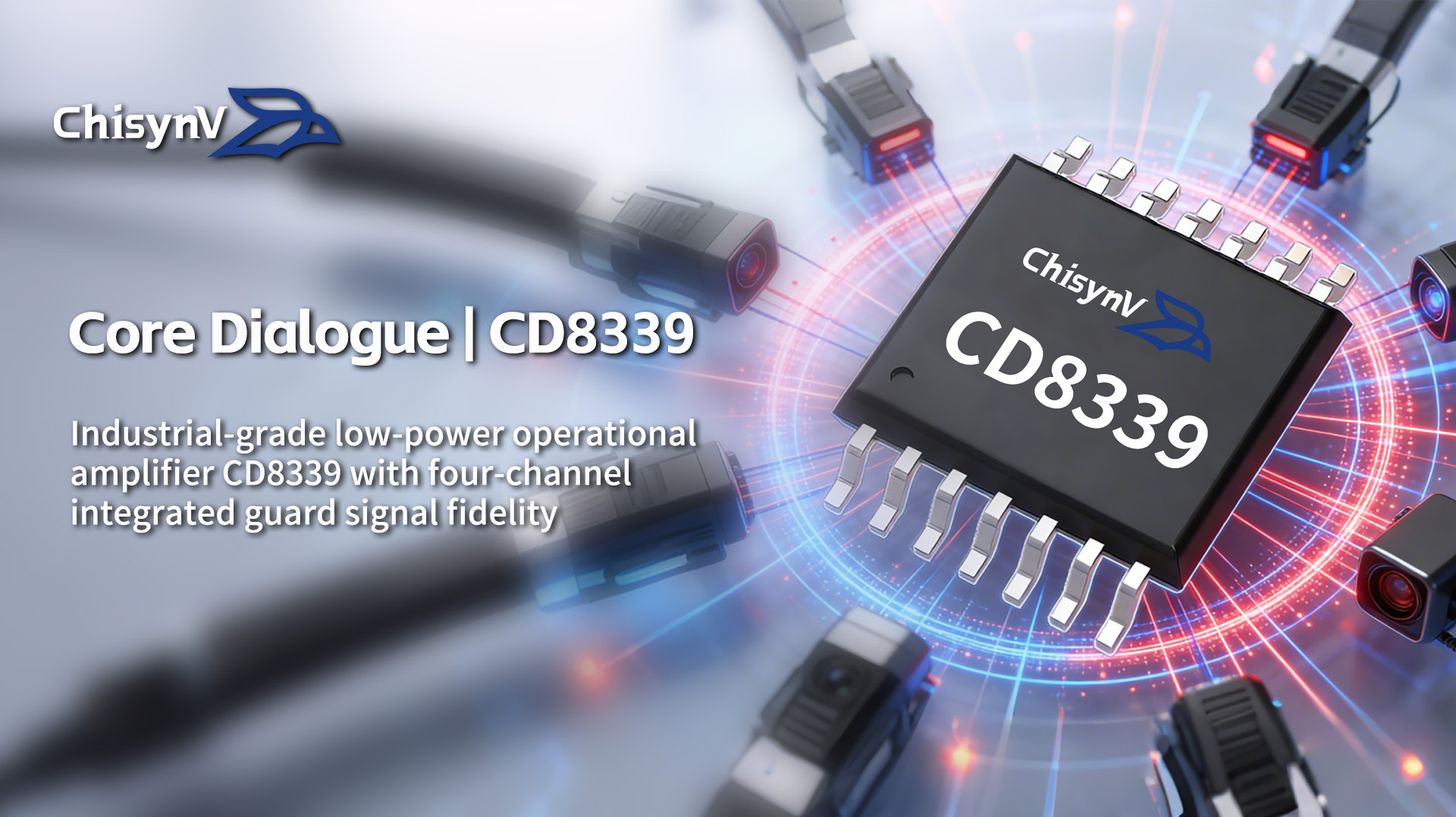 Industrial-grade low-power operational amplifier CD8339 with four-channel integrated guard signal fidelity
